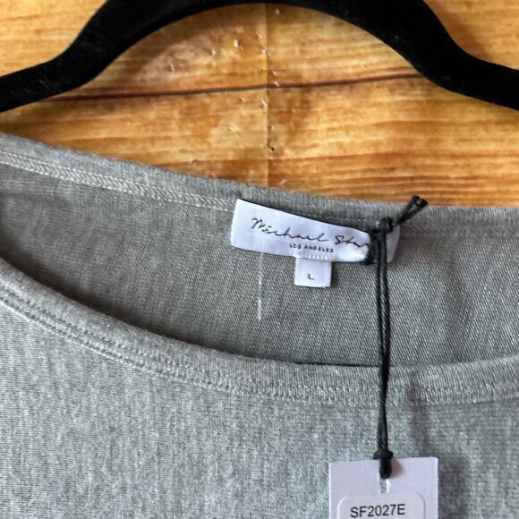 New Michael Stars Verna Dolman Sleeve Knit Top Women’s L Heathered Grey - Picture 3 of 5